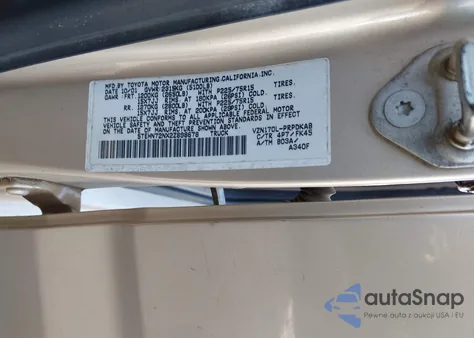 2002 Toyota Tacoma Base V6 z USA, uszkodzony, nr VIN 5TEHN72NX2Z898678